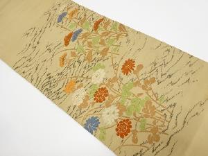 アンティーク　菊に女郎花模様織出し袋帯（材料）